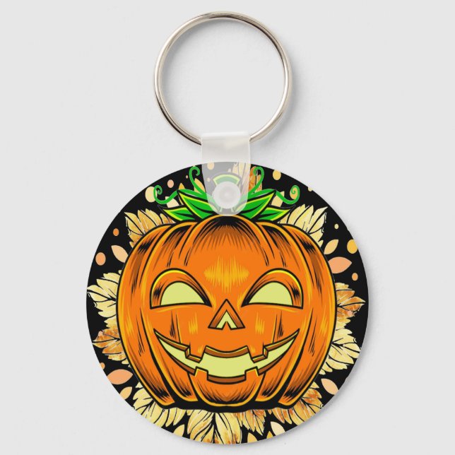 Halloween Jackolantern Spooky Pumpkin   Keychain (Front)