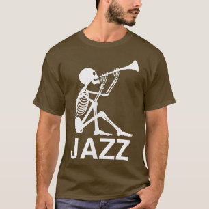 Halloween Jazz Music Musician Horn Trumpet Skeleto T-Shirt