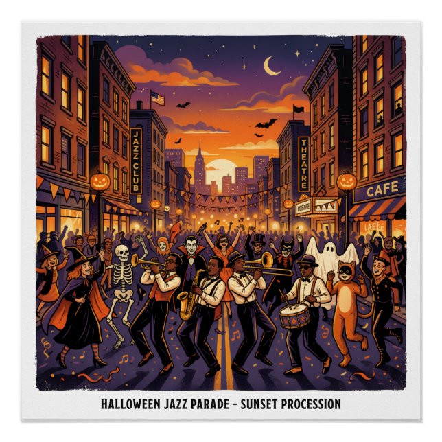 Halloween Jazz Parade Sunset Procession Poster (Front)