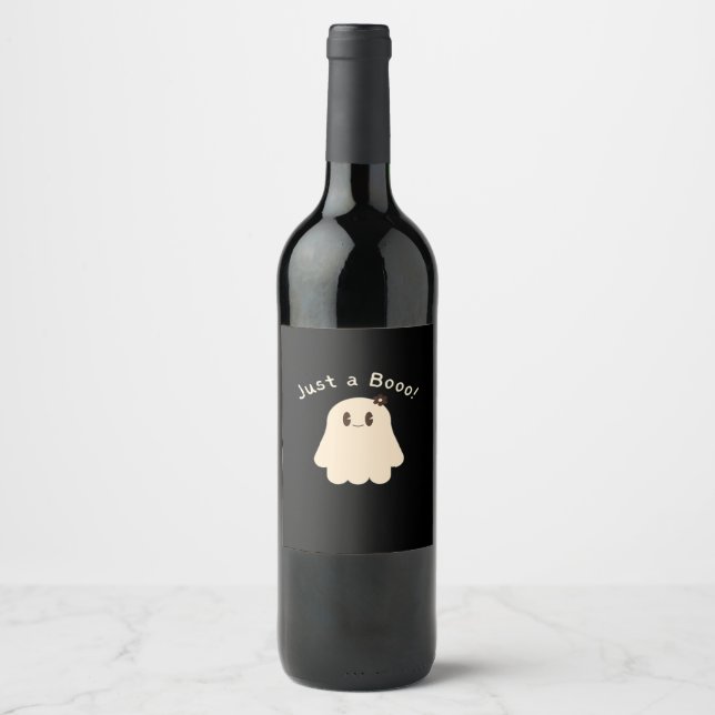 Halloween Just A Boo - Cute Boo - Trick Or Treat Wine Label (Front)