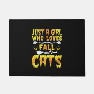 Halloween Just A Girl Who Loves Fall And Cats Doormat