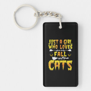 Halloween Just A Girl Who Loves Fall And Cats Keychain
