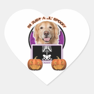 Halloween - Just a Lil Spooky - Golden Retriever Heart Sticker