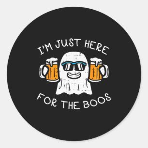 Halloween Just Here For Boos Ghost Funny Costume M Classic Round Sticker