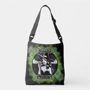 Halloween Karaoke Disco Vintage Pin-up Witch Crossbody Bag
