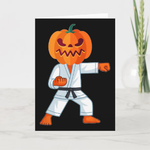 Halloween Karate Fighter Pumpkin Head Scary Gift  Card