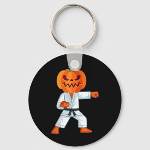 Halloween Karate Fighter Pumpkin Head Scary Gift Keychain
