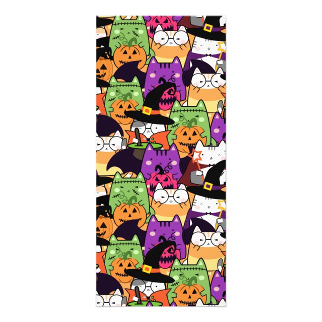 Halloween Kawaii Cat Pattern  Rack Card (Front)