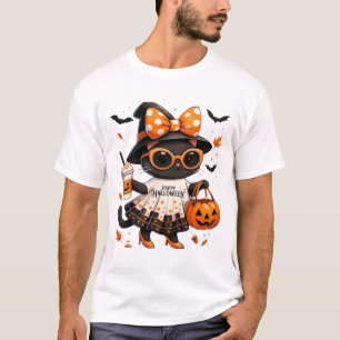 Halloween Kawaii Cat � Witch Cat with Pumpkin and  T-Shirt