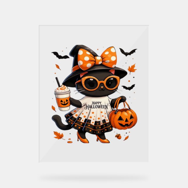 Halloween Kawaii Chat - Chat de sorcière avec Citr (Recto)