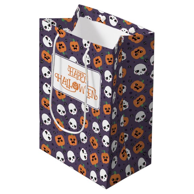 Halloween Kawaii Pattern Medium Gift Bag (Front Angled)