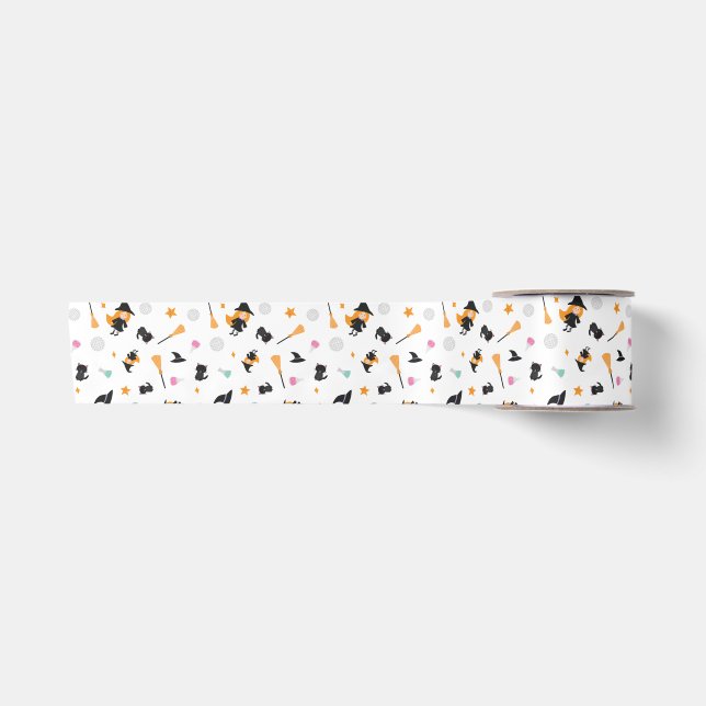 Halloween Kawaii Retro Witch Disco Ball Satin Ribbon (Front)