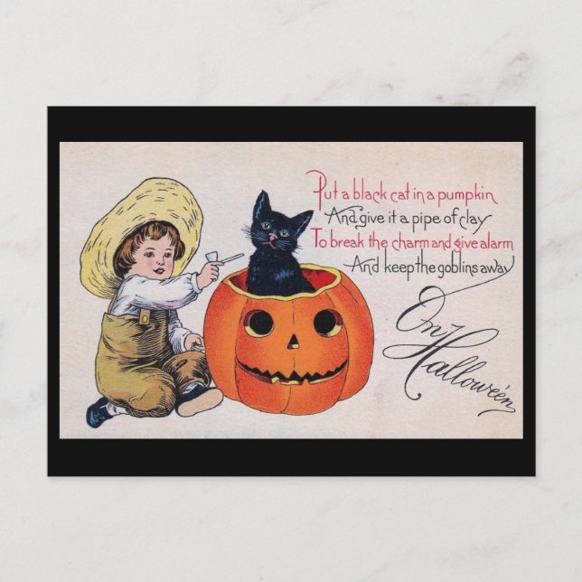 Halloween, Keep the Goblins Away Vintage Postcard (Front)
