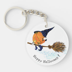 Halloween Keychain Witch Pumpkin Flying Broom