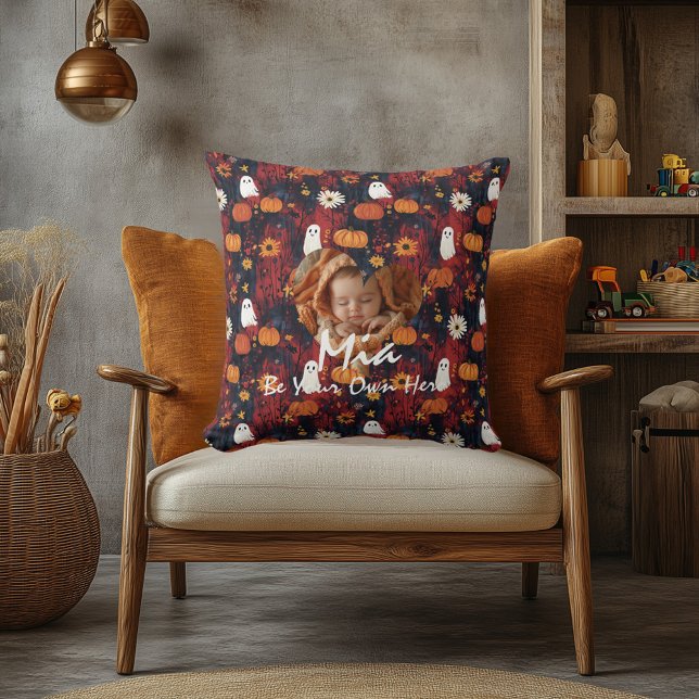 Halloween Kid´s Pillow: Photo Custom Name & Quote Throw Pillow (Creator Uploaded)