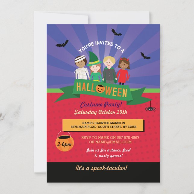 Halloween Kid's Costume Pumpkin Party Invite (Front)