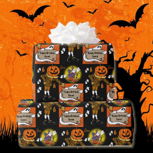 Halloween Kids Name Child's Birthday Personalize Wrapping Paper