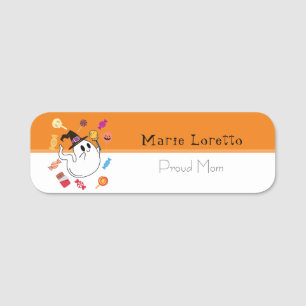 Halloween Kids Party Orange Name Tag