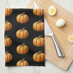 Halloween kitchen decor with vintage pumpkin towel
