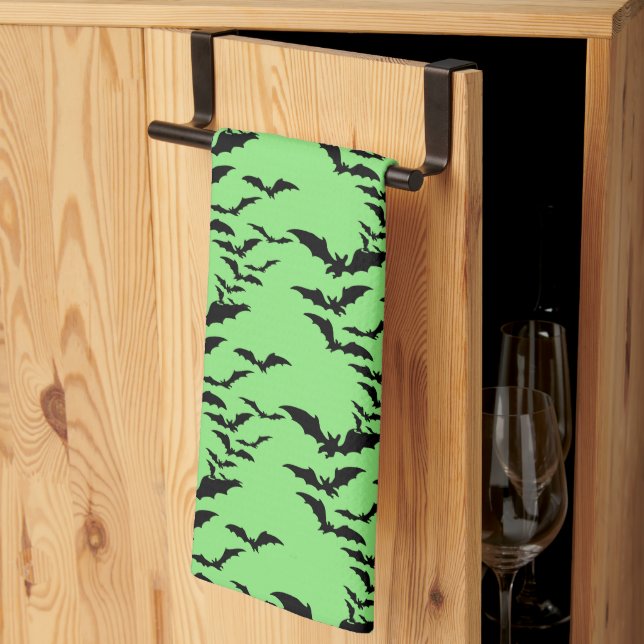 Halloween Kitchen Towel-Bats Kitchen Towel (Thirds Fold)
