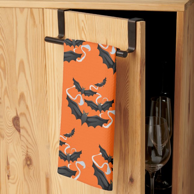 Halloween Kitchen Towel-Bats Towel (Thirds Fold)