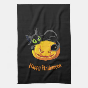 Halloween Kitchen Towel-Black Cat Towel