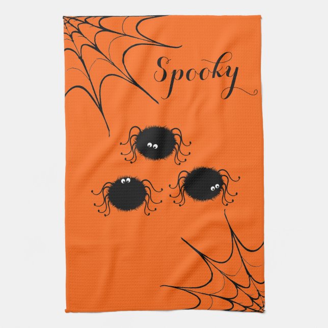 Halloween Kitchen Towel-Dancing Spiders Towel (Vertical)