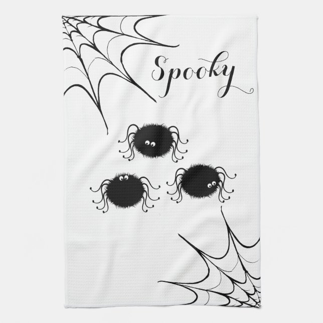 Halloween Kitchen Towel-Dancing Spiders Towel (Vertical)
