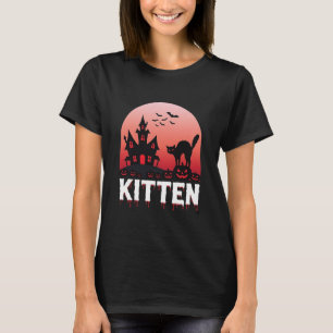Halloween Kitten Haunted House Cat Design_1 T-Shirt