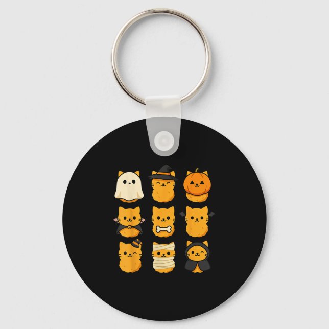 Halloween Kitten Nuggets Food Pun Cat Lover  Keychain (Front)
