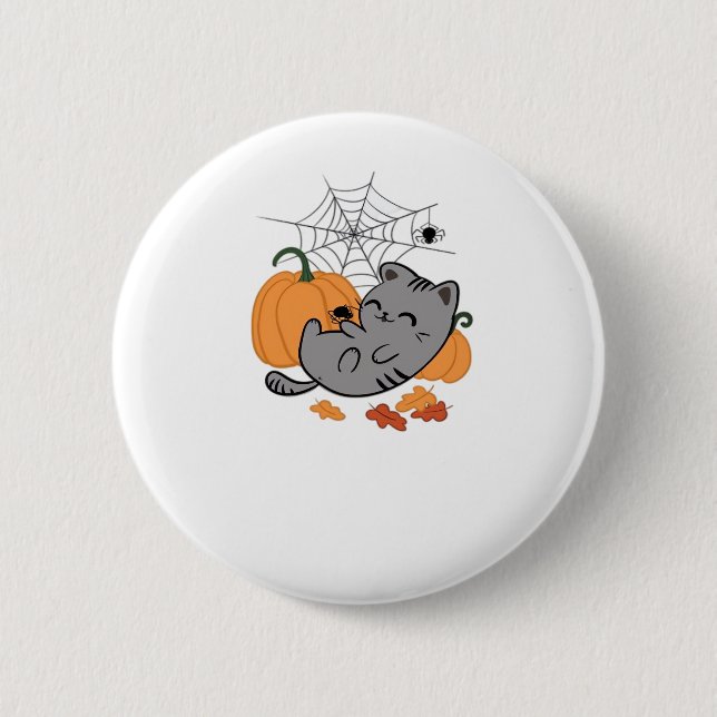 Halloween Kitty and Spiders Classic T-Shirt 2 Inch Round Button (Front)
