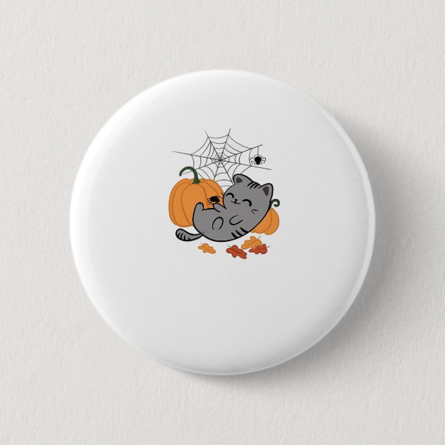 Halloween Kitty and Spiders Classic T-Shirt 2 Inch Round Button (Front)