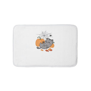 Halloween Kitty and Spiders Classic T-Shirt Bath Mat