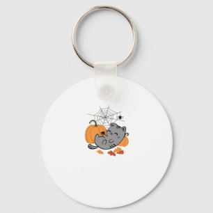 Halloween Kitty and Spiders Classic T-Shirt Keychain