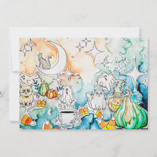 Halloween Kitty Art Holiday Card