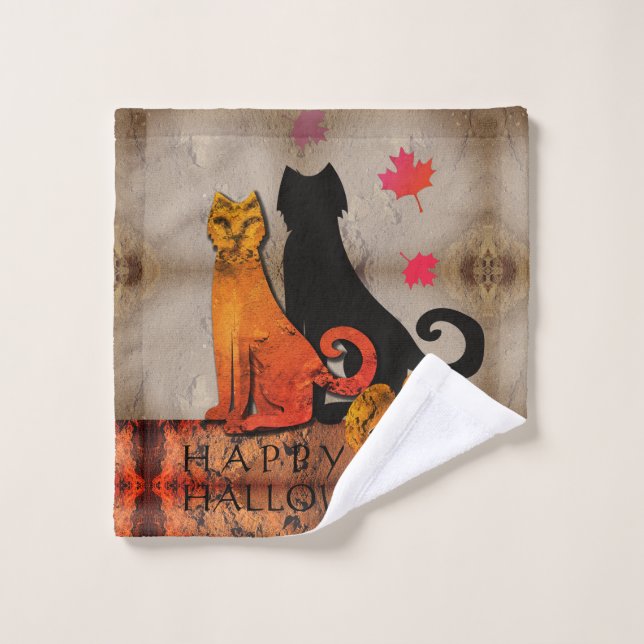 Halloween Kitty Cat Bath Towel Set (Wash Cloth)