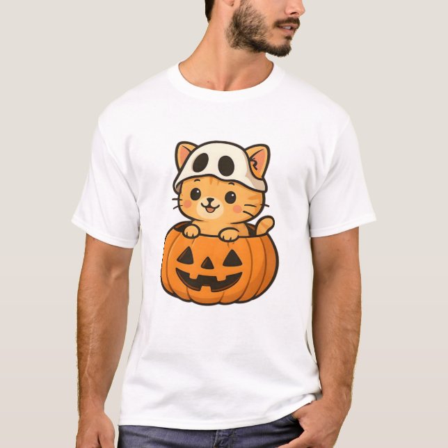 Halloween Kitty inside a pumpkin Classic T-Shirt (Front)