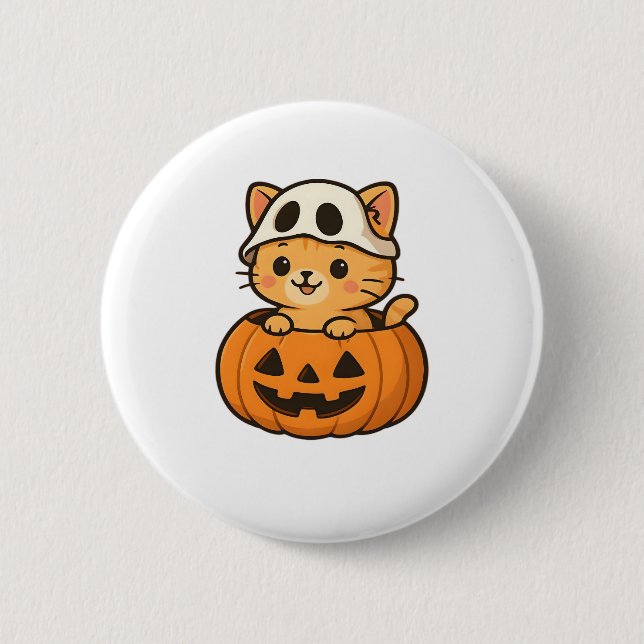 Halloween Kitty inside a pumpkin Classic T-Shirt 2 Inch Round Button (Front)