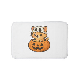 Halloween Kitty inside a pumpkin Classic T-Shirt Bath Mat