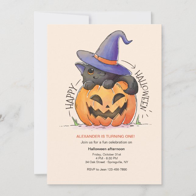 Halloween Kitty Invitation (Front)