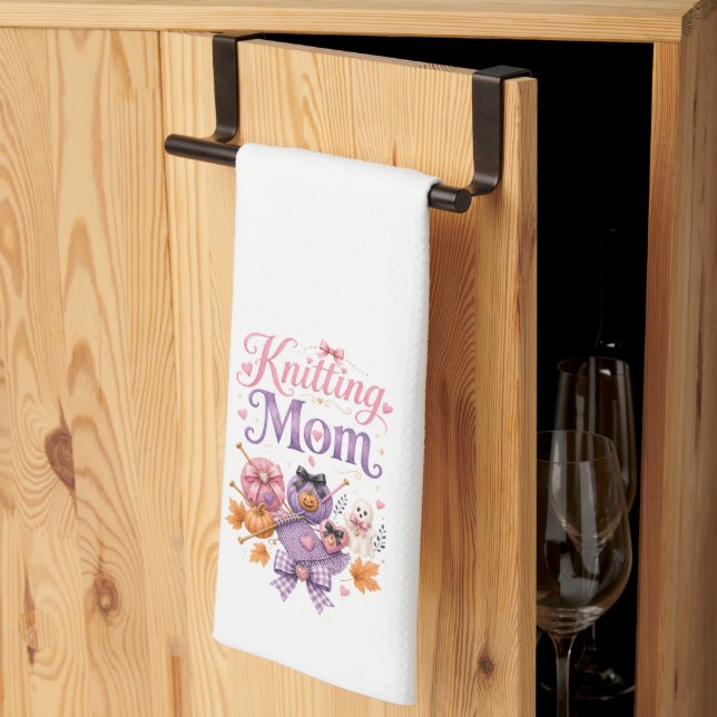 Halloween Knitting Mom - Kitchen Towel (Thirds Fold)