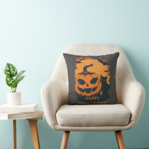 Halloween-Kürbis mit Gefährten Throw Pillow