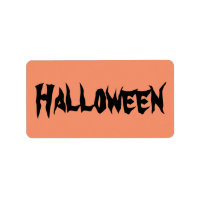 Halloween Labels with Black Text on Orange