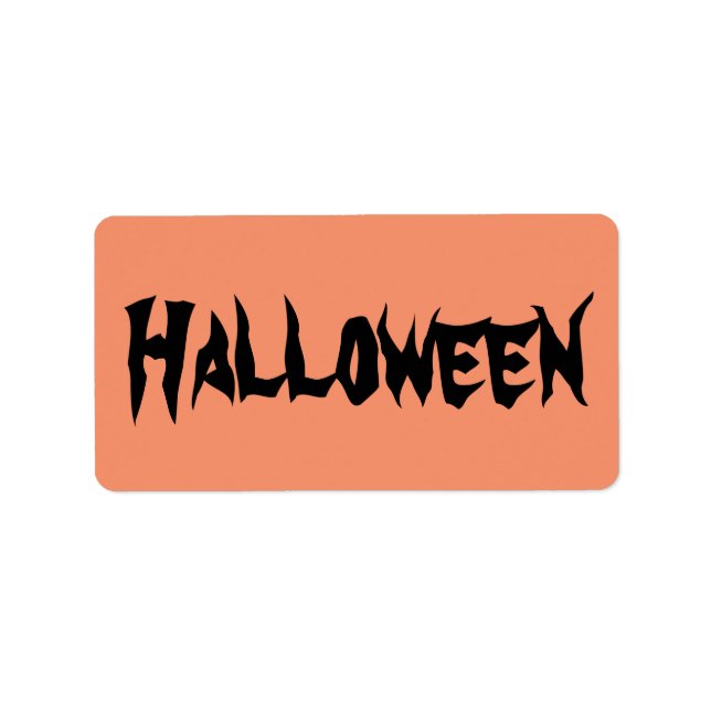 Halloween Labels with Black Text on Orange (Front)