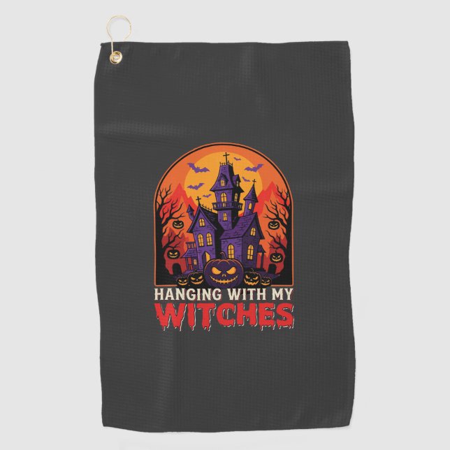 Halloween Laboratory Monster Pumpkin Moon Vector Golf Towel (Front)