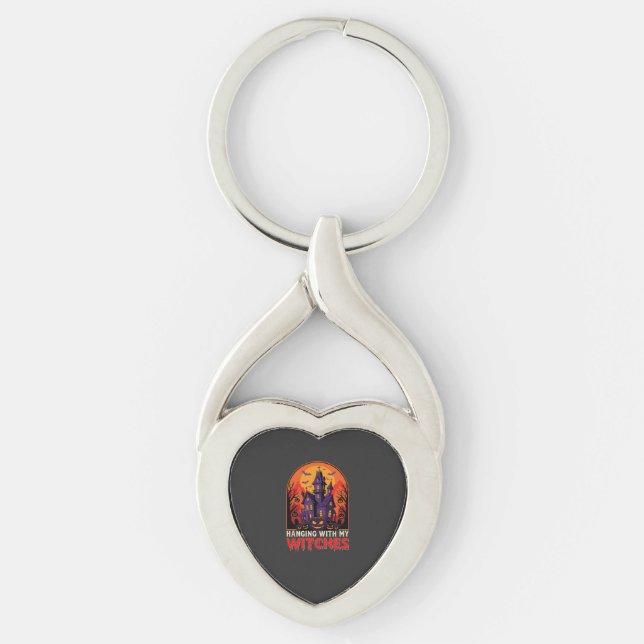 Halloween Laboratory Monster Pumpkin Moon Vector Keychain (Front)