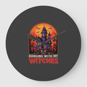 Halloween Laboratory Monster Pumpkin Moon Vector Large Clock