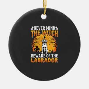 Halloween Labrador Beware of the Dog Ceramic Ornament