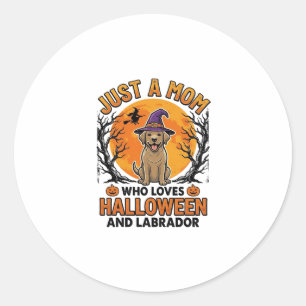 Halloween Labrador Mom Vintage Dog Design_1 Classic Round Sticker