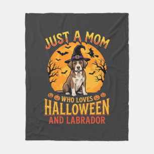 Halloween Labrador Mom Witch Dog Design_1 Fleece Blanket